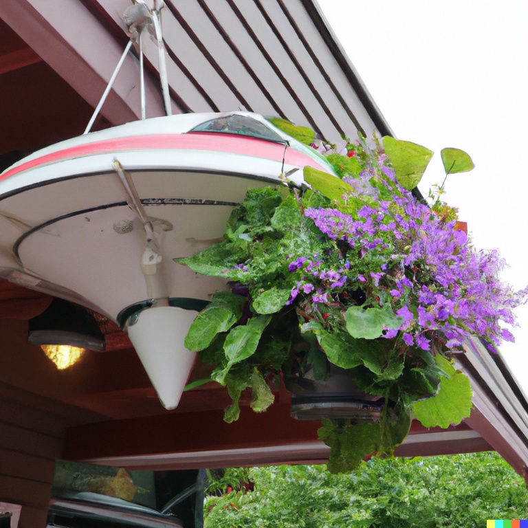 old spacecraft make lovely hanging baskets