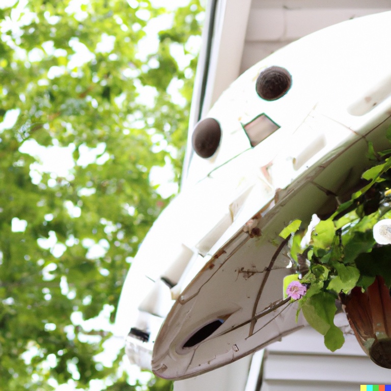 old spacecraft make lovely hanging baskets